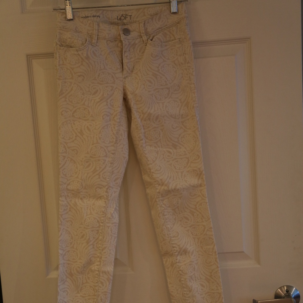 Loft White Printed Denim